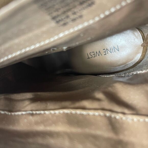 Nine West leather suede Brown Fringe ankle Boots Peep toe back zipper SZ9.5M - Picture 12 of 12